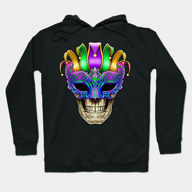 Mardi Gras Skull Mask Hoodie by BDAZ